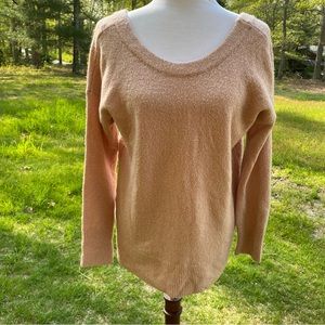 FRENCH CONNECTION SWEATER SCOOP NECK & BACK PINK CHENILLE FEEL SIZE S
